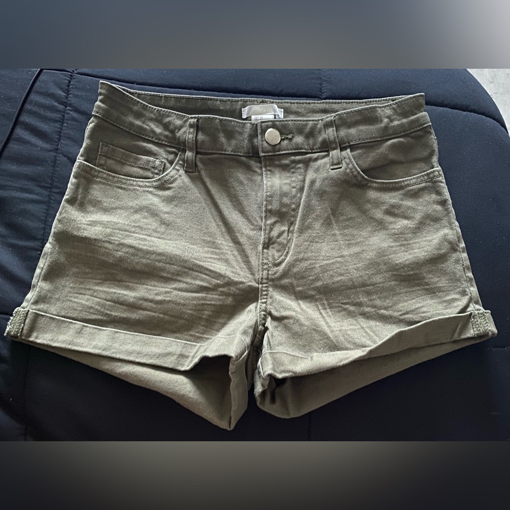 Navy green low rise mini Jean shorts